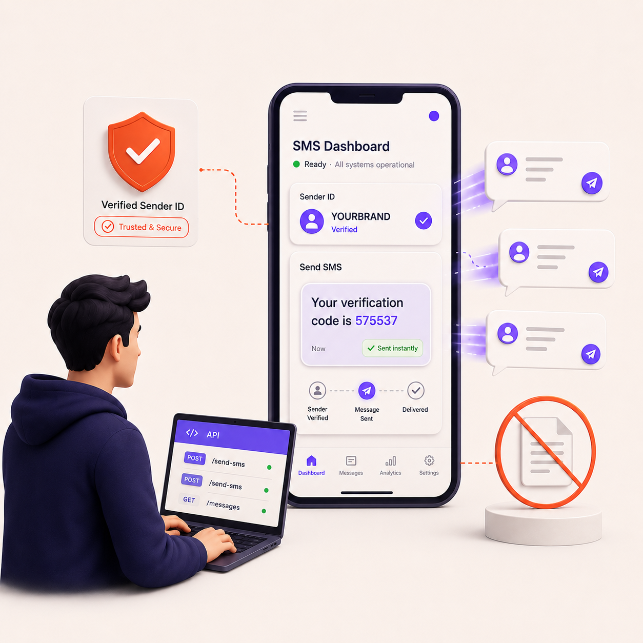 ZADX SMS dashboard sending messages without paperwork